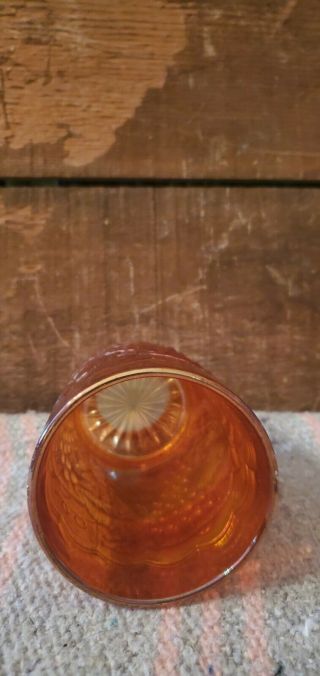 Vintage Marigold Grape Patterned Carnival Glass Tumbler or Small Vase 2