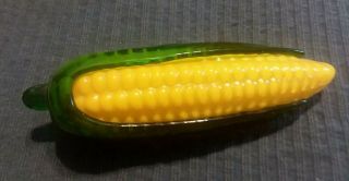 Vintage Hand Blown Murano Style Art Glass Ear Of Corn On The Cob Paperweight