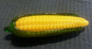 Vintage Hand Blown Murano Style Art Glass Ear Of Corn On The Cob Paperweight 3