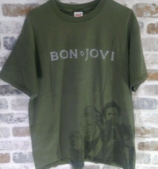 Bon Jovi 2007 - 2008 World Tour Size Xl Concert Tour Double Sided Green T - Shirt