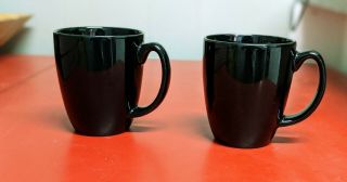 Set Of 2 Corelle Black Stoneware Coffee Mug Cup
