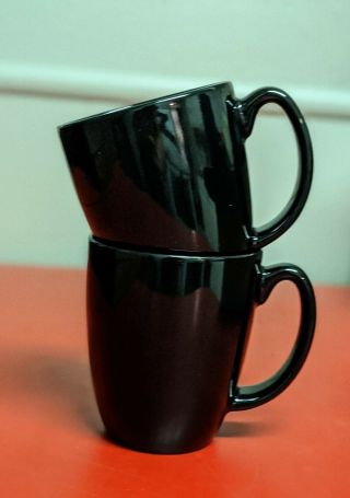 SET OF 2 CORELLE Black Stoneware Coffee Mug Cup 2