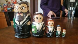 Russian Matryoshka Nesting Doll 6.  5” Jewish Family Hanukkah Gift 5 Piece Set