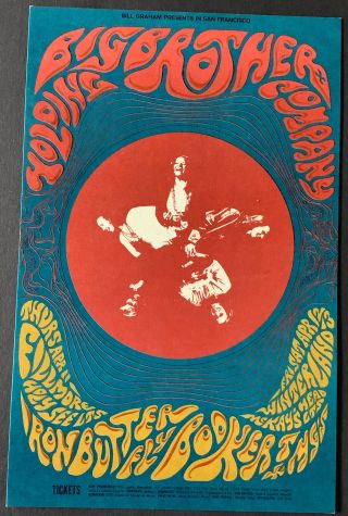 Bg 115 Big Brother Janis Joplin Iron Butterfly Fillmore Concert Postcard 1968