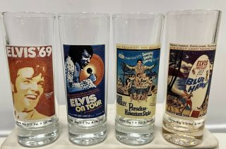 Set Of 4 Elvis Presley Collectible 2 Oz.  Tall Shooters/shot Glasses