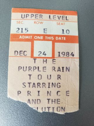 December 24,  1984 Prince & The Revolution Purple Rain Ticket Stub - St.  Paul,  Mn