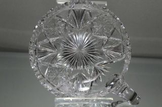 Vintage American Brilliant Period Cut Glass Hobstar Starburst Nappy Candy Dish