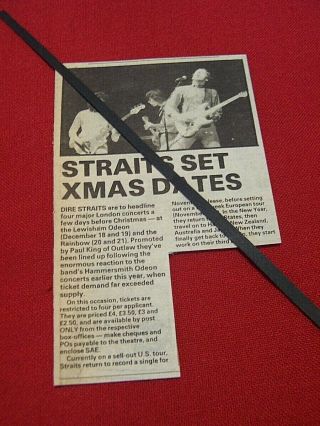 Dire Straits September 1979 London Concert Gig Dates Artical Clipping