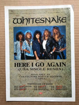 Whitesnake Here I Go Again Memorabilia Music Press Advert From 1987 Wit