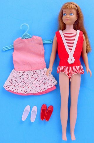 1964 - 68 Titian Hair Straight Leg Skipper Doll W All Prettied Up Outfit