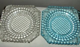 2 Eapg Adams & Co Thousand Eye 8 " Square Plates Late 1800 