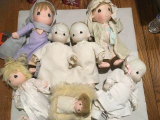 Precious Moments Ashton Drake Nativity Mary,  Joseph,  Baby Jesus,  3 Angels,  Nurse