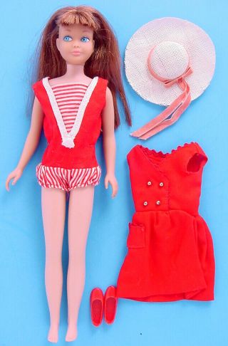 1964 - 68 Titian Hair Straight Leg Skipper Doll W Red Sensation Outfit