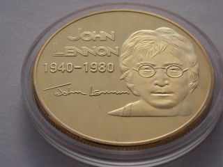 John Lennon Gold Plated Coin 1940 1980 Give Peace A Chance Beatles