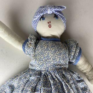 Antique Old Cloth Rag Doll Topsy Turvy Reversible Early Americana Hand Made VTG 2