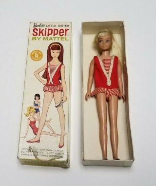 Vintage Barbie’s Little Sister Skipper By Mattel Blonde Blue Eyed 1963