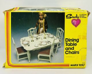 Vntg 1978 Marx Toys Sindy Doll Furniture Dining Table And Chairs