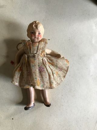 Antique German Bisque Baby Doll 3 1/2 Inches String Joints Germany