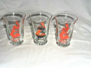 629 - Set Of Three Small Vintage Juice Glasses - Roosters - Swanky Swigs