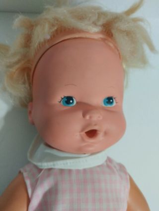 Vintage 1973 Kenner Baby Alive Doll General Mills W/ Pink Dress Blue Eyes Blond 2