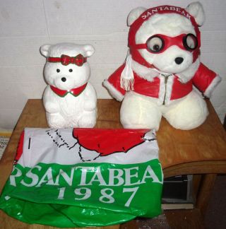 1987 Dayton Hudson Aviator Santa Bear W/ Orig Bag & Cookie Jar