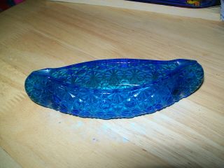 Fenton Glass Canoe Boat Daisy Button Blue