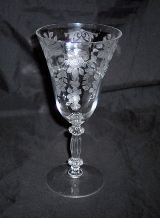 1 Cambridge Glass,  Crystal " Apple Blossom " Pattern Water Stem