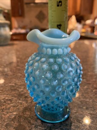 Hob Knob Vintage Light Blue Milk Glass Mini Vase
