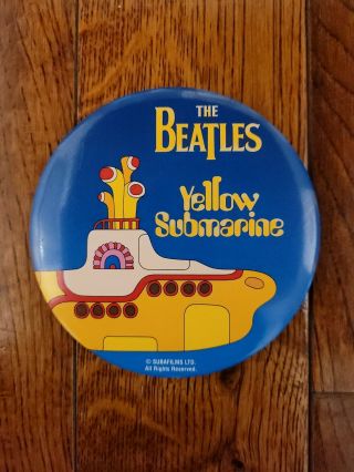 The Beatles (yellow Submarine) 4 " Pin Button Vintage Bright Colors,  No Rust.