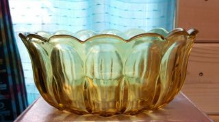 Vintage Large Amber Gold Glass Bowl,  Anchor Hocking Glass Salad Fruit Bowl,  9 "