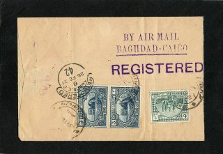 Iraq - Egypt - 1927 - Overland Mail - Registered Cover - Baghdad Cairo London