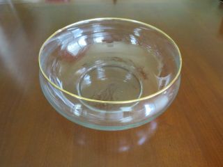 Glass Serving Bowl With Gold Rim,  9 " Wide For Fruit,  Desserts,  Fill With Decor
