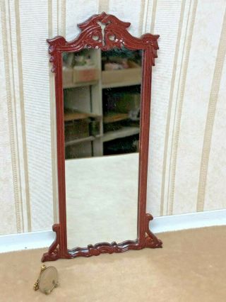 Dollhouse Miniature Bespaq Victorian Mahogany Tall Wall Mirror 1:12 2