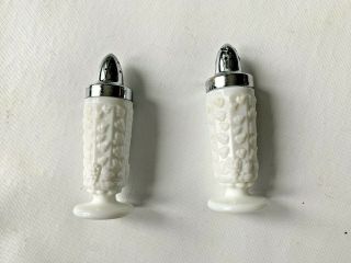 Vintage Opaque Milk Glass Salt &pepper Shakers Paneled Grape Pattern