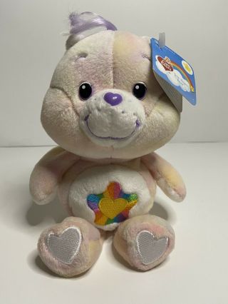 Care Bears True Heart 2003 Pastel Tie Dye 8 " Purple Nose Yellow Heart All Tags