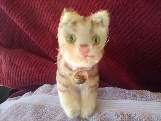 Vintage Late 1960s Era Steiff Cat Tapsy,  With Steif Marke Tag And Button