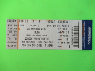 Vintage 2011 Rush Time Machine Tour Concert Ticket Stub
