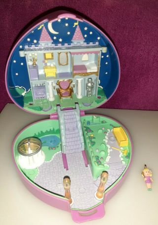 Vintage 1992 Bluebird Polly Pocket Pink Heart Starlight Castle Compact