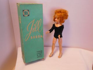 Vintage 1957 Vogue Jill Doll W Jill Box Earrings Hair Barrettes & High Heels