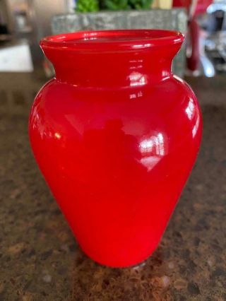 Miniture Small 4 " Tall Red Art Glass Bud Vase