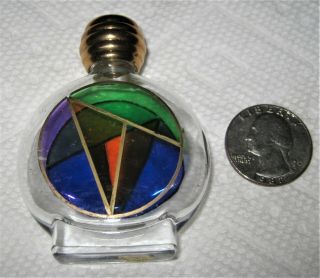 Murano Hand Painted Colorful Art Glass Bottle W/ Screw Cap