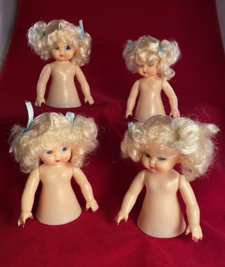 4 Vtg Nos Fibre Craft Air Freshener Doll Blond Blue Eyes Upper Body 3101 5 3/4 "