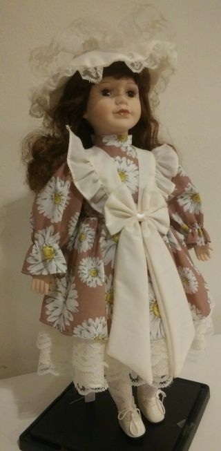 Vintage Collectable Porcelain Doll 18 Inch Tall With Stand