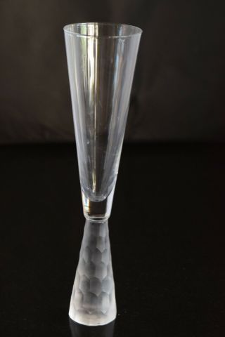 Clear,  Crystal Champagne Flute,  Frosted Chunky Base,  9 7/8” High