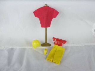 Vtg 70s Topper Van Doll Outfit Red Yellow Football Uniform Dawn Friend