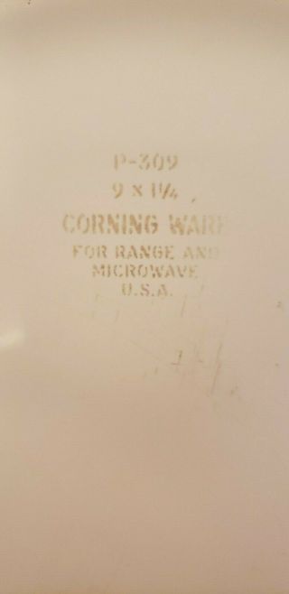 Vintage Corning Ware P - 309 Cornflower Blue Pattern Pie Plate Dish,  9 