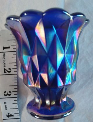 Imperial Cobalt Blue Carnival Glass Toothpick Holder Diamond Block