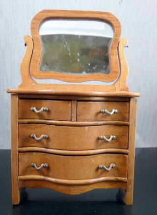 Vintage Reminiscence Oak Chest Of Drawers Dresser 1:12 Dollhouse Miniature