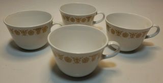 Vintage Corelle Butterfly Gold Set Of 4 Coffee Cups Mugs
