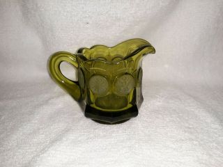 Fostoria Coin Glass Olive Green Creamer Footed Eagle Liberty Torch One Cup